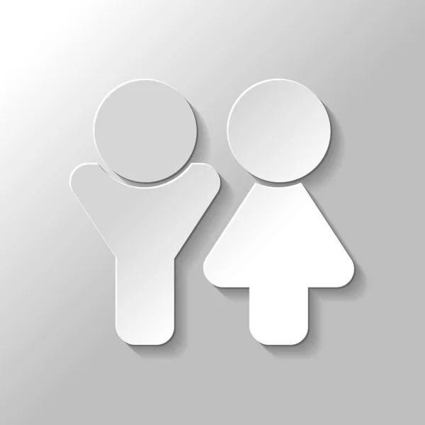 Conjunto Símbolos Masculinos Femininos Ícone Simples Estilo Papel Com Sombra — Vetor de Stock
