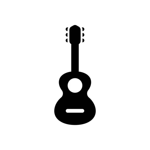 Icono Guitarra Acústica Forma Del Instrumento Musical Clásico Negro Sobre — Archivo Imágenes Vectoriales