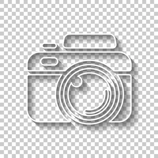 Fotokamera Einfaches Symbol Weißes Umrissschild Mit Schatten Auf Transparentem Hintergrund — Stockvektor