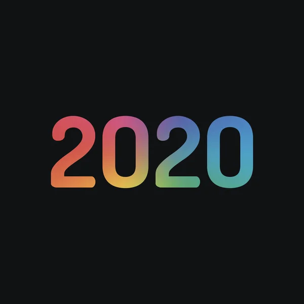 2020 Sayı Simgesi Yeni Yılınız Kutlu Olsun Gökkuşağı Rengi Koyu — Stok Vektör