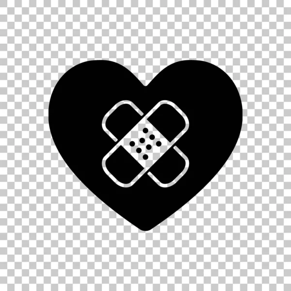 Coeur Brisé Avec Patch Simple Icône Unique Sur Fond Transparent — Image vectorielle