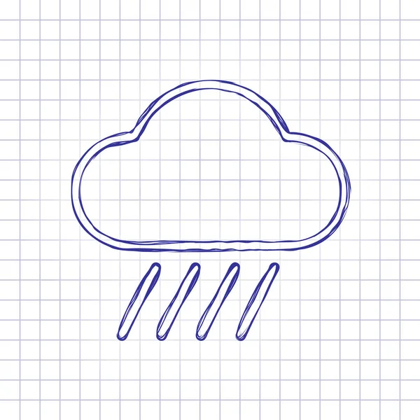 Хмарність Дощ Погода Проста Піктограма Лінійний Стиль Рука Намальована Паперовому — стоковий вектор