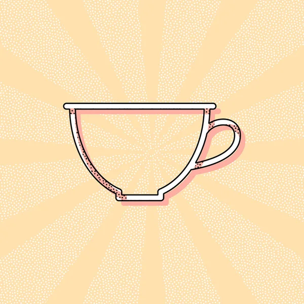 Una Simple Taza Café Icono Lineal Contorno Delgado Tipografía Retro — Vector de stock