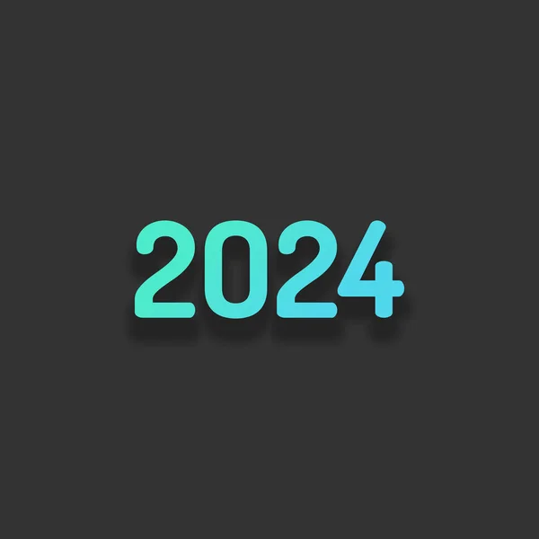 Ícone Número 2024 Feliz Ano Novo Conceito Logotipo Colorido Com —  Vetores de Stock