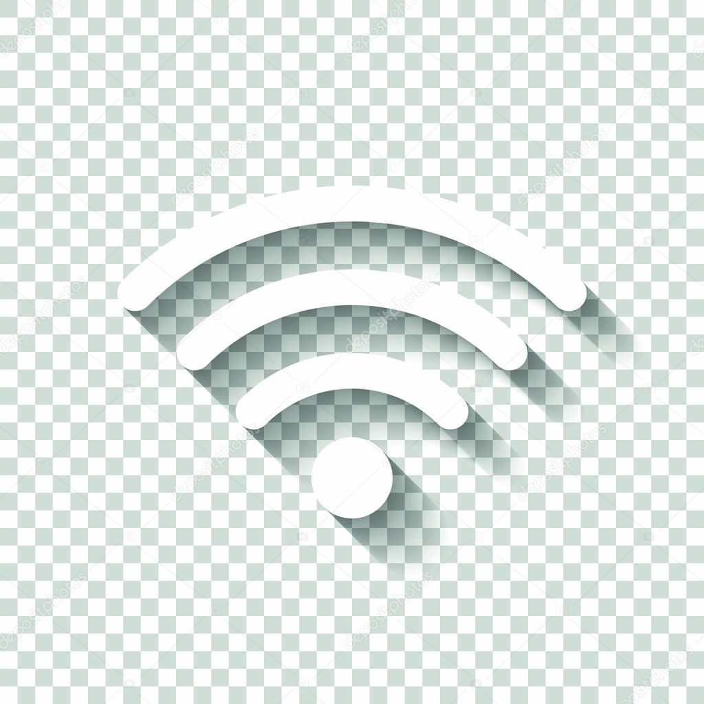 wi-fi icon. White icon with shadow on transparent background