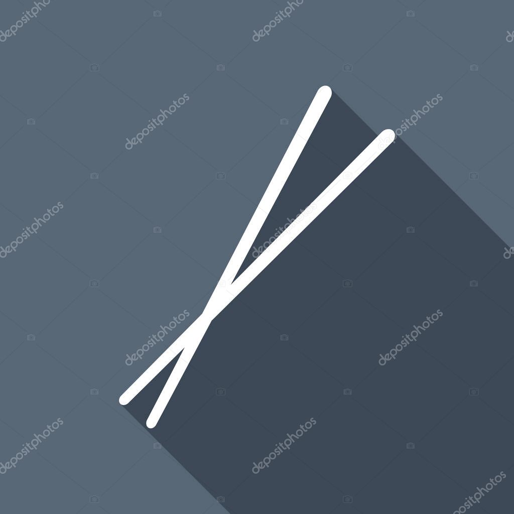 couple chopsticks asian kitchen tools white flat icon with long shadow on blue background premium vector in adobe illustrator ai ai format encapsulated postscript eps eps format couple chopsticks asian kitchen tools