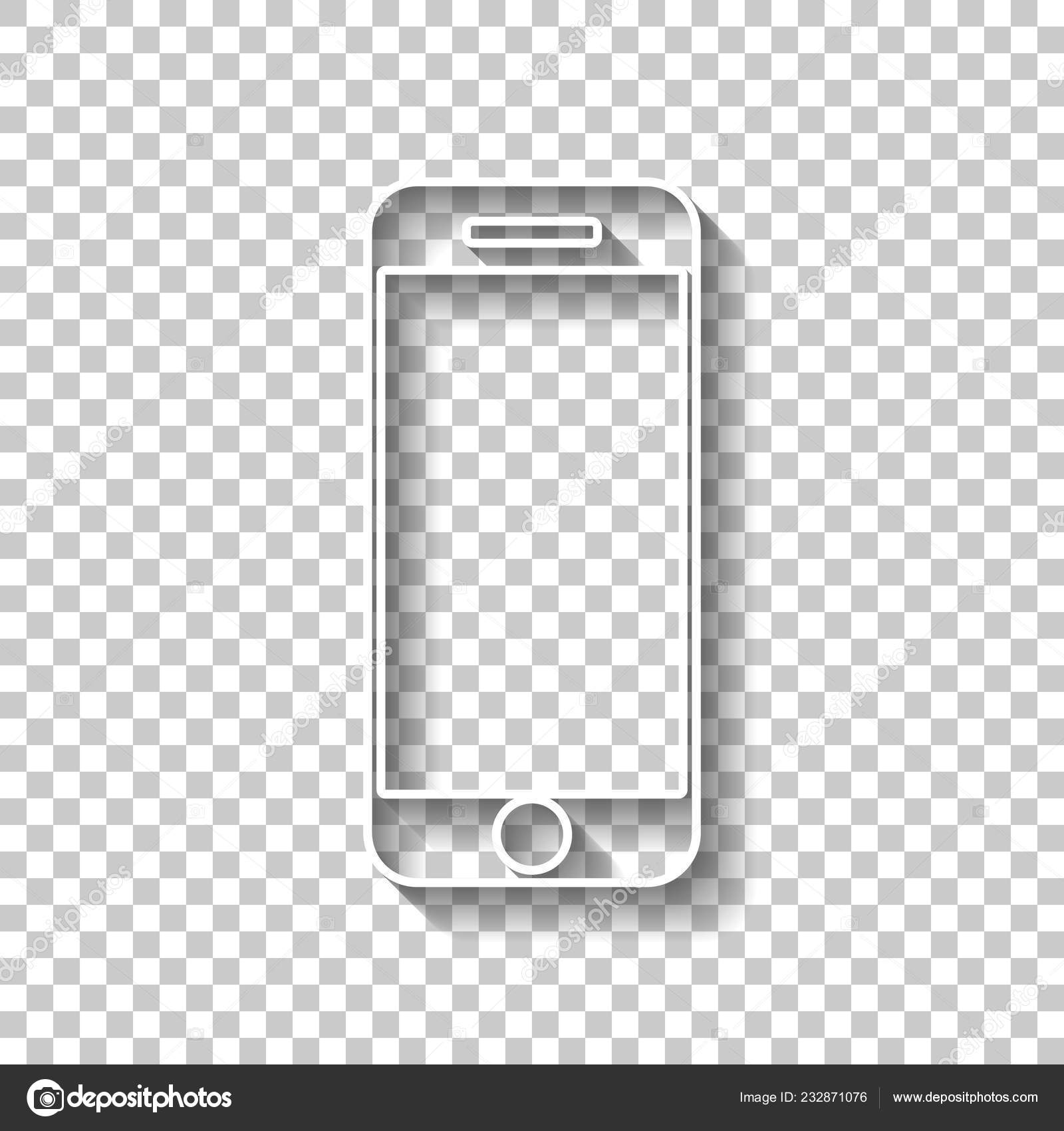 Mobile Phone Icon White Outline Sign Shadow Transparent Background Stock  Vector Image by © #232871076