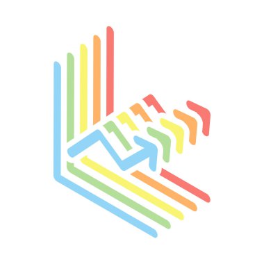 Grapgic finans, büyümek. Beyaz arka plan üzerinde renkli izometrik simgeler yığını