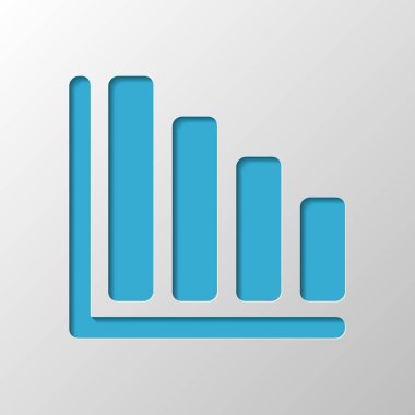 Azalan grafik hat simgesi. Kağıt tasarımı. Gölge ile düzenlenen sembolü