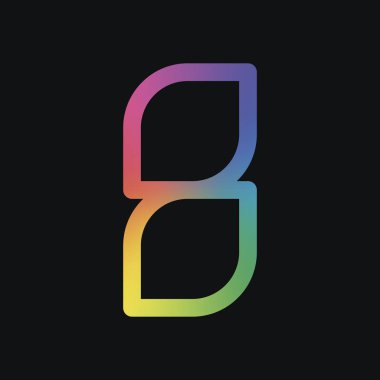 Sayı 8, rakamı, sekizinci. Gökkuşağı rengi ve koyu arka plan