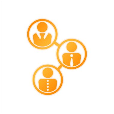 Office insanlar, takım. Portakal işareti beyaz arka plan üzerinde düşük ışık ile