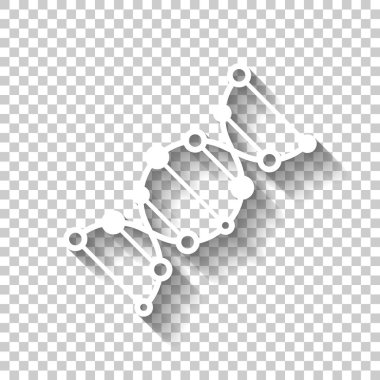 DNA simgesi. Gölge şeffaf arka plan üzerinde beyaz simgesi