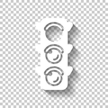 Trafik ışığı simgesi. Durma, kırmızı veya stand iz. Gölge şeffaf arka plan üzerinde beyaz simgesi