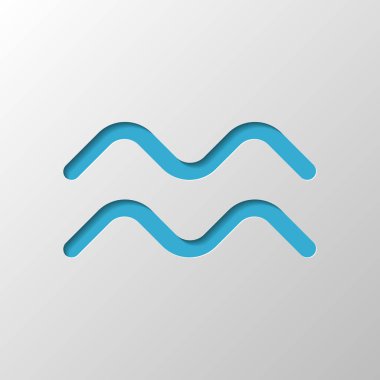 Astrolojik işaret. Kova basit simgesi. Kağıt tasarımı. Gölge ile düzenlenen sembolü