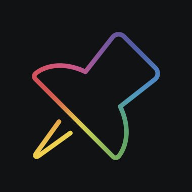 Basit bir itme. Doğrusal simgesi, ince anahat. Gökkuşağı rengi ve koyu arka plan