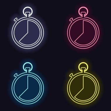 Kronometre. basit simgesi. Moda neon işareti kümesi. Koyu arka plan üzerinde casino tarzı. Seamless modeli