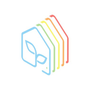 Eko ev simgesini kavramı. Beyaz arka plan üzerinde renkli izometrik simgeler yığını