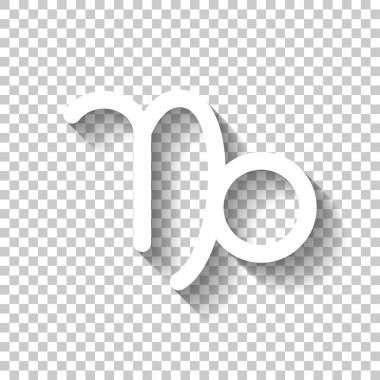 Astrolojik işaret. Oğlak basit simgesi. Gölge şeffaf arka plan üzerinde beyaz simgesi