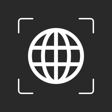 Basit simge. Doğrusal. Beyaz nesne kamera otomatik odaklama koyu arka plan üzerinde