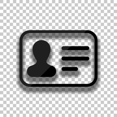 Kimlik kartı simgesi. Kimliği profil. Saydam arka plan üzerinde yumuşak gölgeli siyah cam kutsal kişilerin resmi