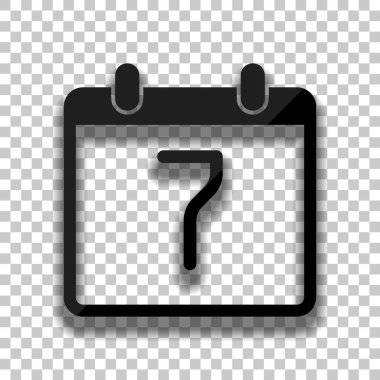 7 gün, basit simgesi ile takvim. Saydam arka plan üzerinde yumuşak gölgeli siyah cam kutsal kişilerin resmi