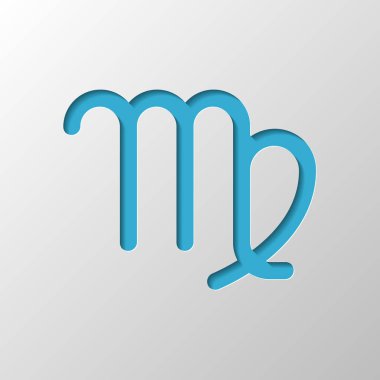 Astrolojik işaret. Başak basit simgesi. Kağıt tasarımı. Gölge ile düzenlenen sembolü
