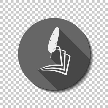 geçiş yumuşatma ve kağıt. basit siluet. Saydam arka plan üzerinde bir dairede uzun gölge beyaz düz simgesi