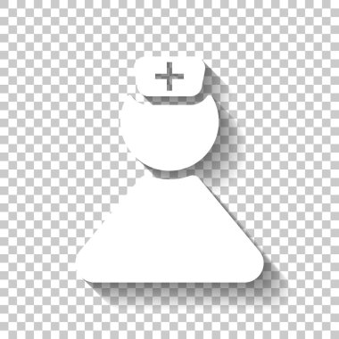 Hemşire, basit kadın sembolü. Gölge şeffaf arka plan üzerinde beyaz simgesi