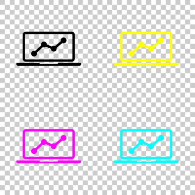 Grafik finans, büyümek. Cmyk simgeleri şeffaf arka plan üzerinde renkli dizi