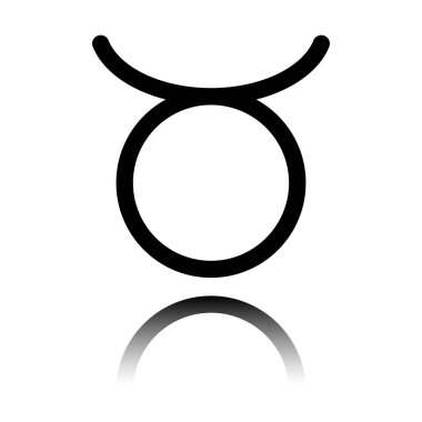 Astrolojik işaret. Toros basit simgesi. Siyah beyaz arka plan ayna yansıması simgesiyle