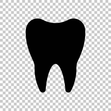 Diş silüeti. Basit simgesi. Saydam arka plan üzerinde.