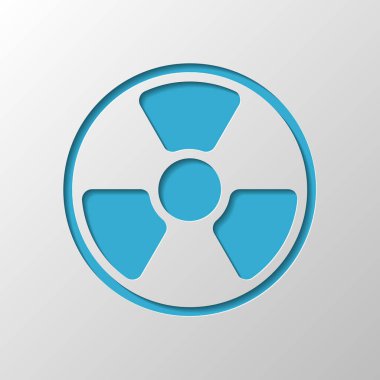 tehlike, radyasyon. basit siluet. Kağıt tasarımı. Gölge ile düzenlenen sembolü