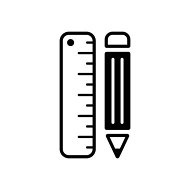 cetvel ve kalem basit sembolü