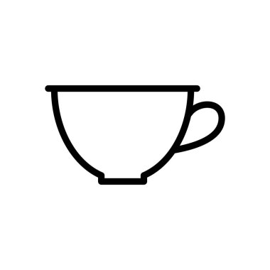 Basit fincan kahve ya da çay. Doğrusal simgesi, ince anahat