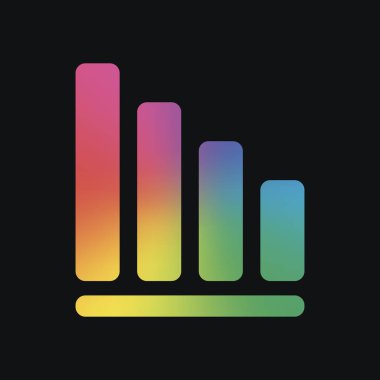 Azalan grafik hat simgesi. Gökkuşağı rengi ve koyu arka plan