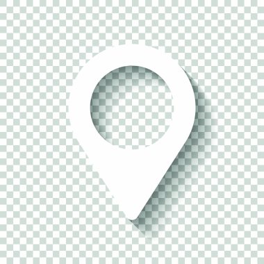 Harita etiketi simgesi. Gölge şeffaf arka plan üzerinde beyaz simgesi