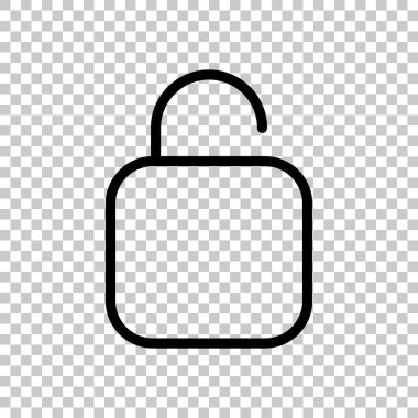 Basit kilidini. Doğrusal, ince anahat. Saydam arka plan üzerinde.