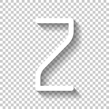 Sayı 2, rakamı, iki. Gölge şeffaf arka plan üzerinde beyaz simgesi
