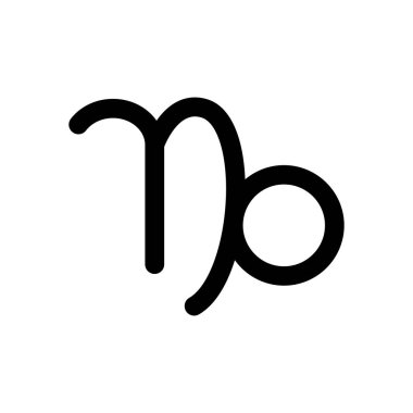 Astrolojik işaret. Oğlak basit simgesi. Beyaz arka planda siyah