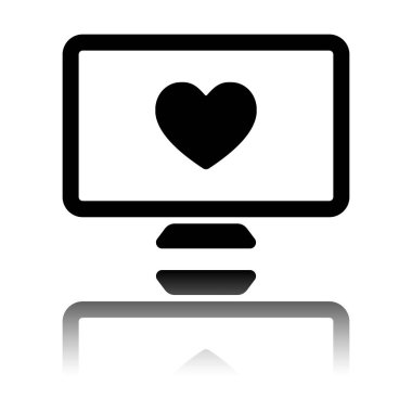 bilgisayar ve duydum. basit simgesi. Siyah beyaz arka plan ayna yansıması simgesiyle