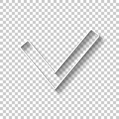 Onay işareti simgesi. Gölge şeffaf arka plan üzerinde beyaz anahat işaretiyle