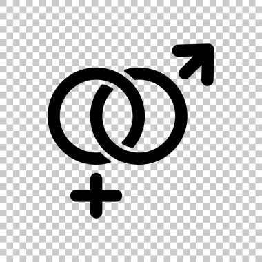 cinsiyet sembolü. Doğrusal sembolü. basit kadın ve erkek simgesi. Saydam arka plan üzerinde.