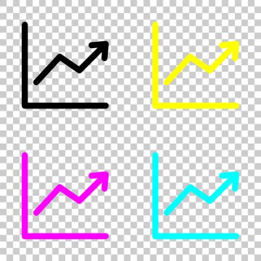 Grapgic finans, büyümek. Cmyk simgeleri şeffaf arka plan üzerinde renkli dizi