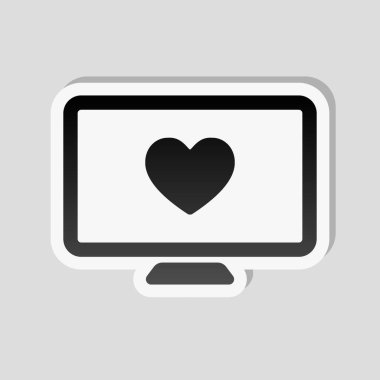 bilgisayar ve duydum. basit simgesi. Etiket tarzı ile beyaz ve gri arka plan üzerinde basit gölge