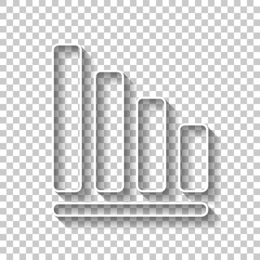 Azalan grafik hat simgesi. Gölge şeffaf arka plan üzerinde beyaz anahat işaretiyle