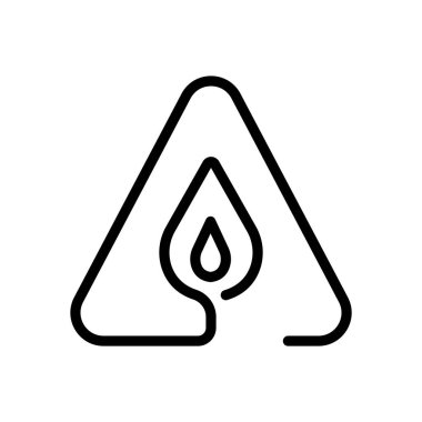 alev uyarı üçgeni içinde ateş. Doğrusal sembolü ile ince anahat. bir çizgi stili. basit simgesi