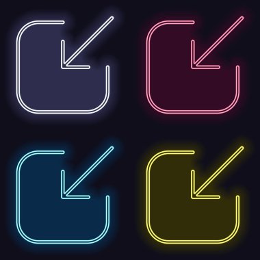 Paylaşımı, oturum açma veya indir. Çapraz ok Meydanı içine. Neon işareti kümesi. Koyu arka plan üzerinde casino tarzı. Seamless modeli