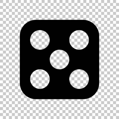 Bir zar ile sayı beş görünür tarafında. Simge casino oyunları. Saydam arka plan siyah sembolü