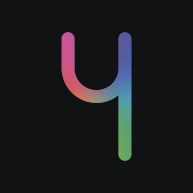 Sayı dört, sayısal, basit mektup. Gökkuşağı rengi ve koyu arka plan