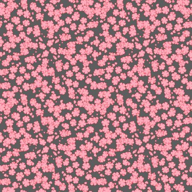 sakura çiçekler. Sonsuz kıvırcık dalları. Oryantal tarzda. Gri arka plan ile Seamless modeli